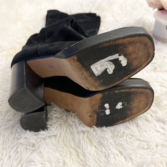 Free People X Anthropologie Echo Black Platform Suede OTK heel boots women sz 37 - Picture 7 of 8